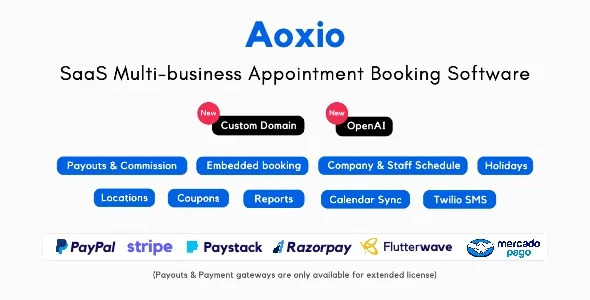 Aoxio - SaaS Multi-Business Service Booking Software