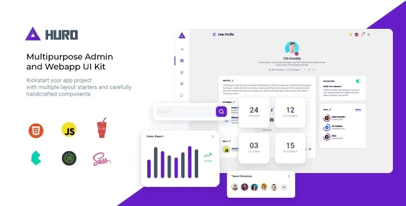 Huro v1.7 – Multipurpose Admin and Webapp UI Kit Template Free