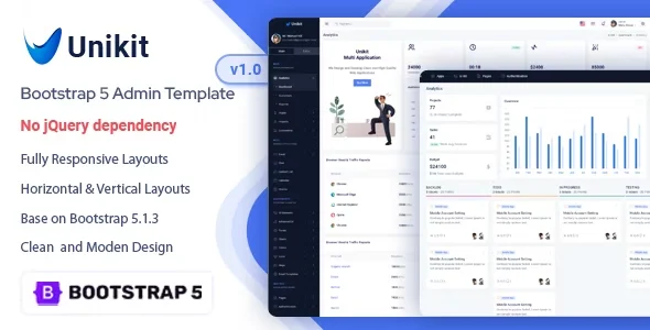 Unikit v1.0 – Multi Application Admin Dashboard Template Free