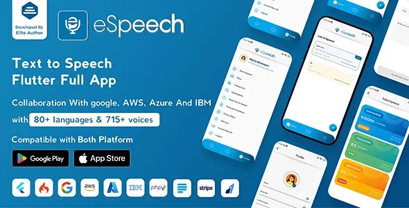 eSpeech - Text to Speech Flutter Full App